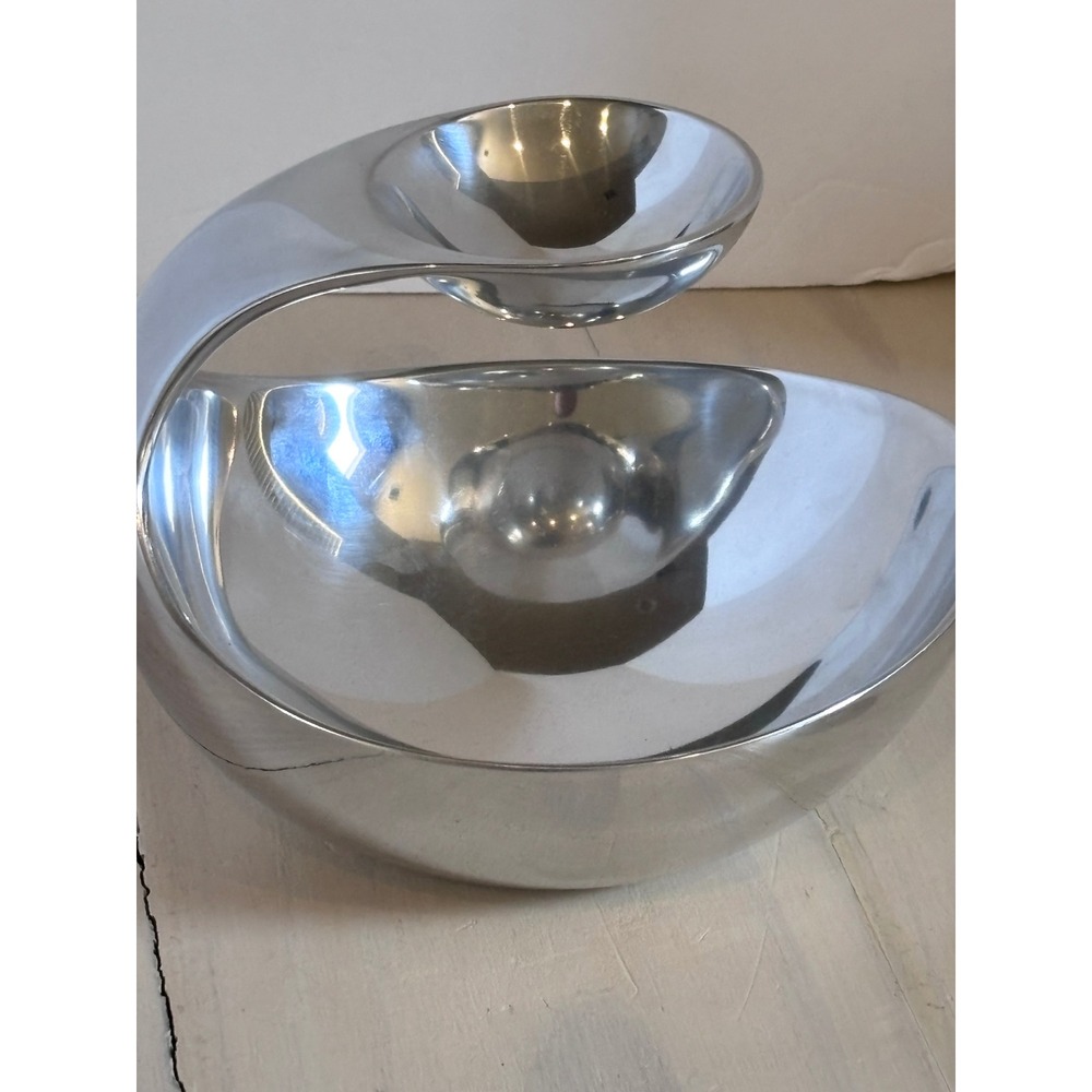 Nambe Wei Young MT0369 Scoop Server Mini Silver Alloy Spiral Chip Dip Bowl 2011
